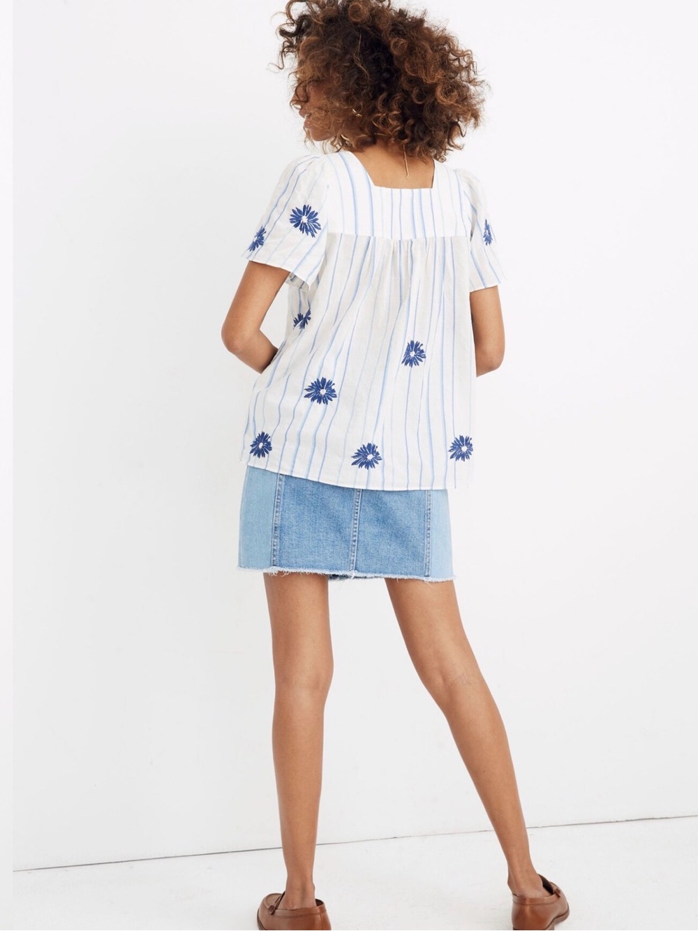 Madewell Floral Embroidered Stripe Top size M - Picture 3 of 7
